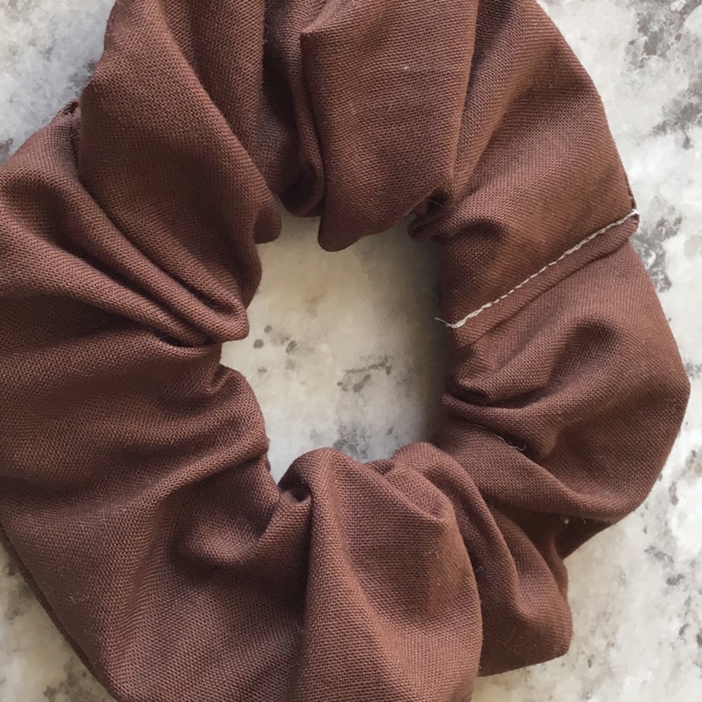 Solid brown hair elastic scrunchie topknot bun new